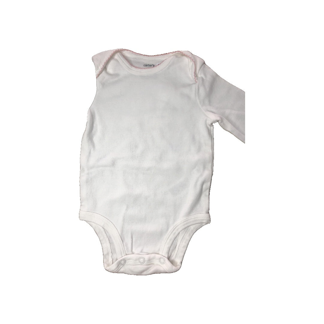 Carters Girls White | pink Onesie Size: 6 months White | pink