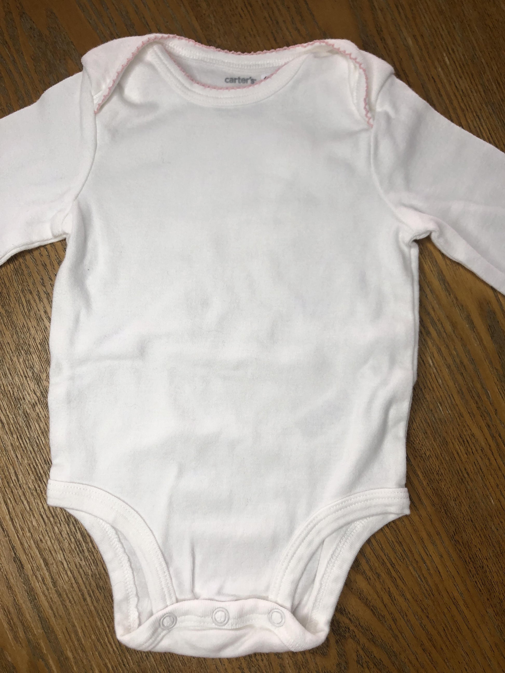 Carters Girls White | pink Onesie Size: 6 months White | pink