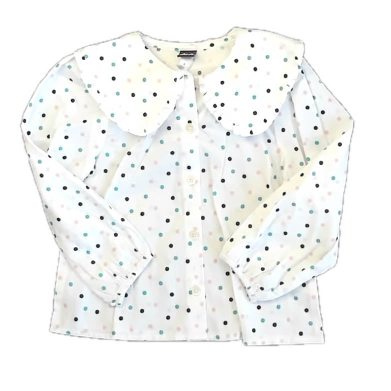 Tea Collection Girls White Poka Dots Blouse Size: 5T White Poka Dots