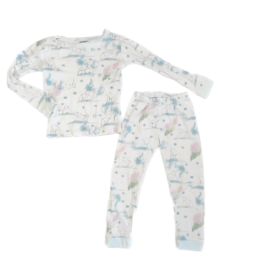Burt's Bees Girls White | Polar Bear | Blue 2-piece Pajamas Size: 6 Years White | Polar Bear | Blue