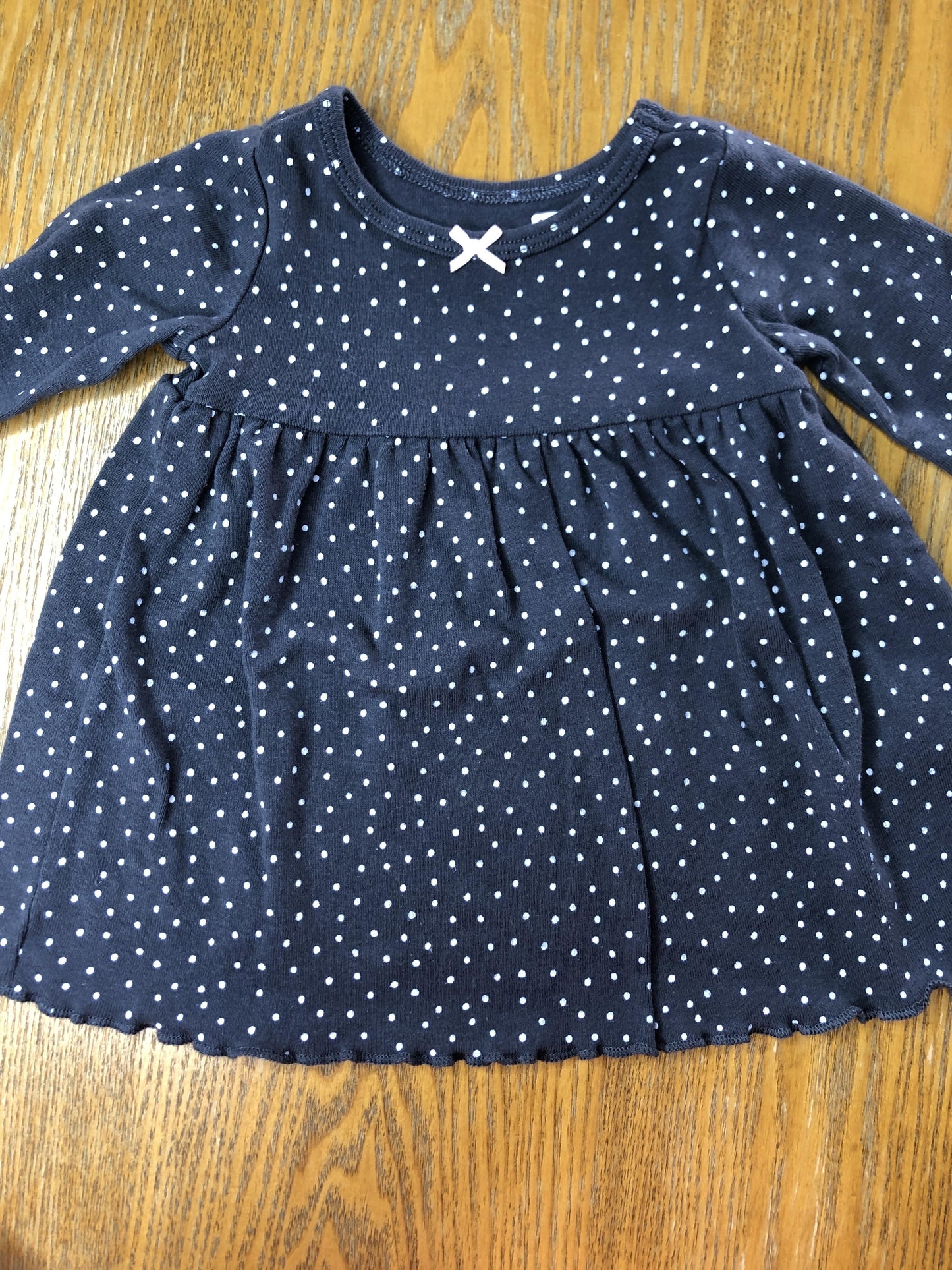 Carters Girls White | polka dot | Black Dress Size: 0-3 months White | polka dot | Black