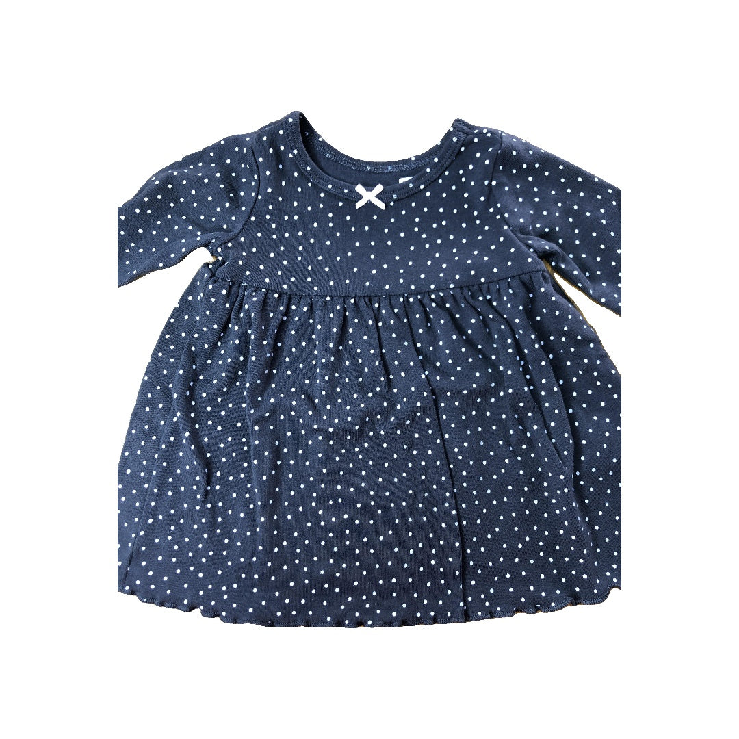 Carters Girls White | polka dot | Black Dress Size: 0-3 months White | polka dot | Black