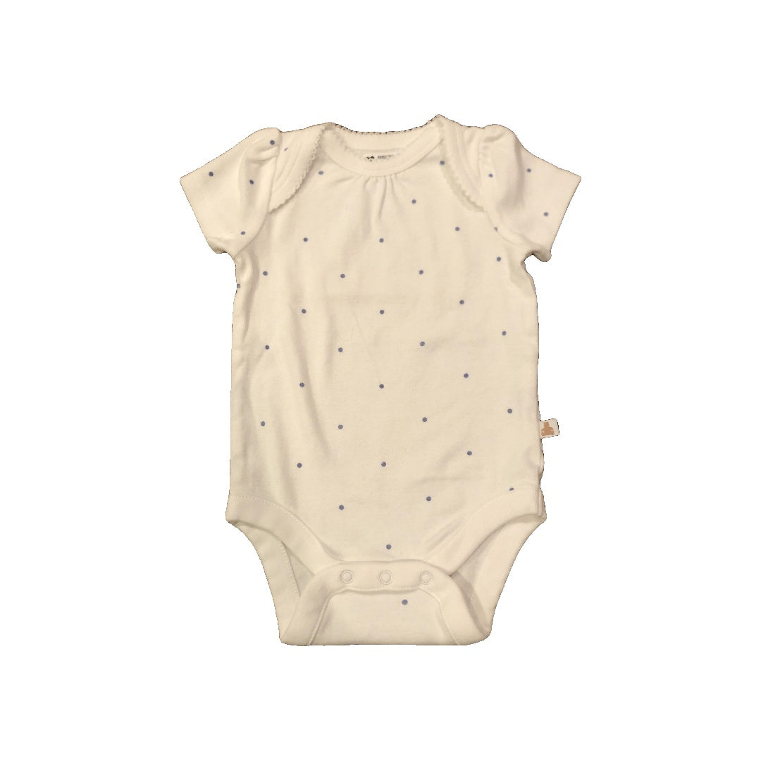 Gap Girls White | polka dot | Light Blue Onesie Size: 0-3 months White | polka dot | Light Blue