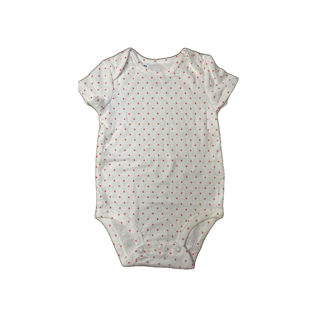Carters Girls White | polka dot | pink Onesie Size: 3-6 months White | polka dot | pink