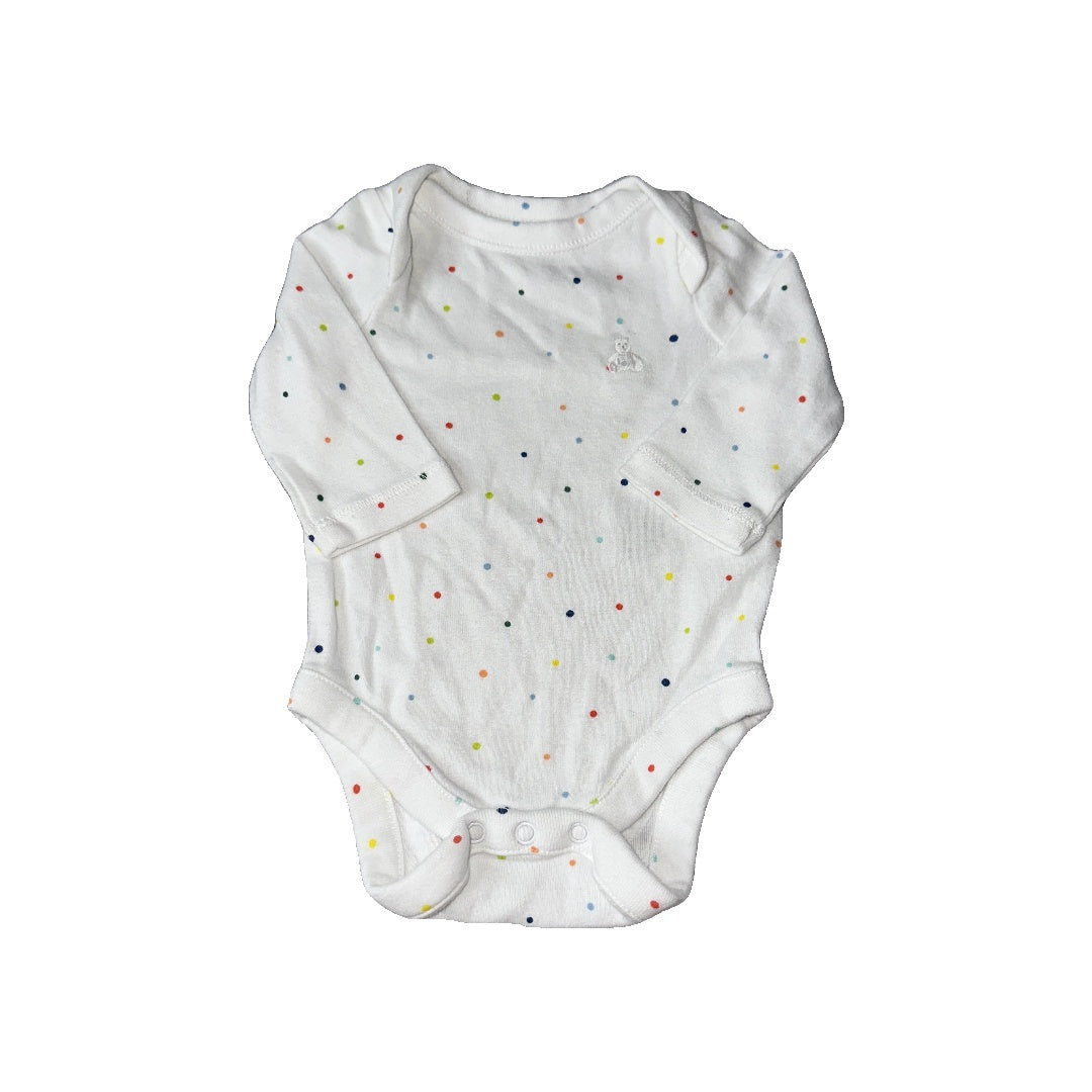 Gap Unisex White | polka dot Onesie Size: Newborn White | polka dot