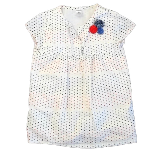 Carter's Girls White Polka Dots Blouse Size: 5T White Polka Dots