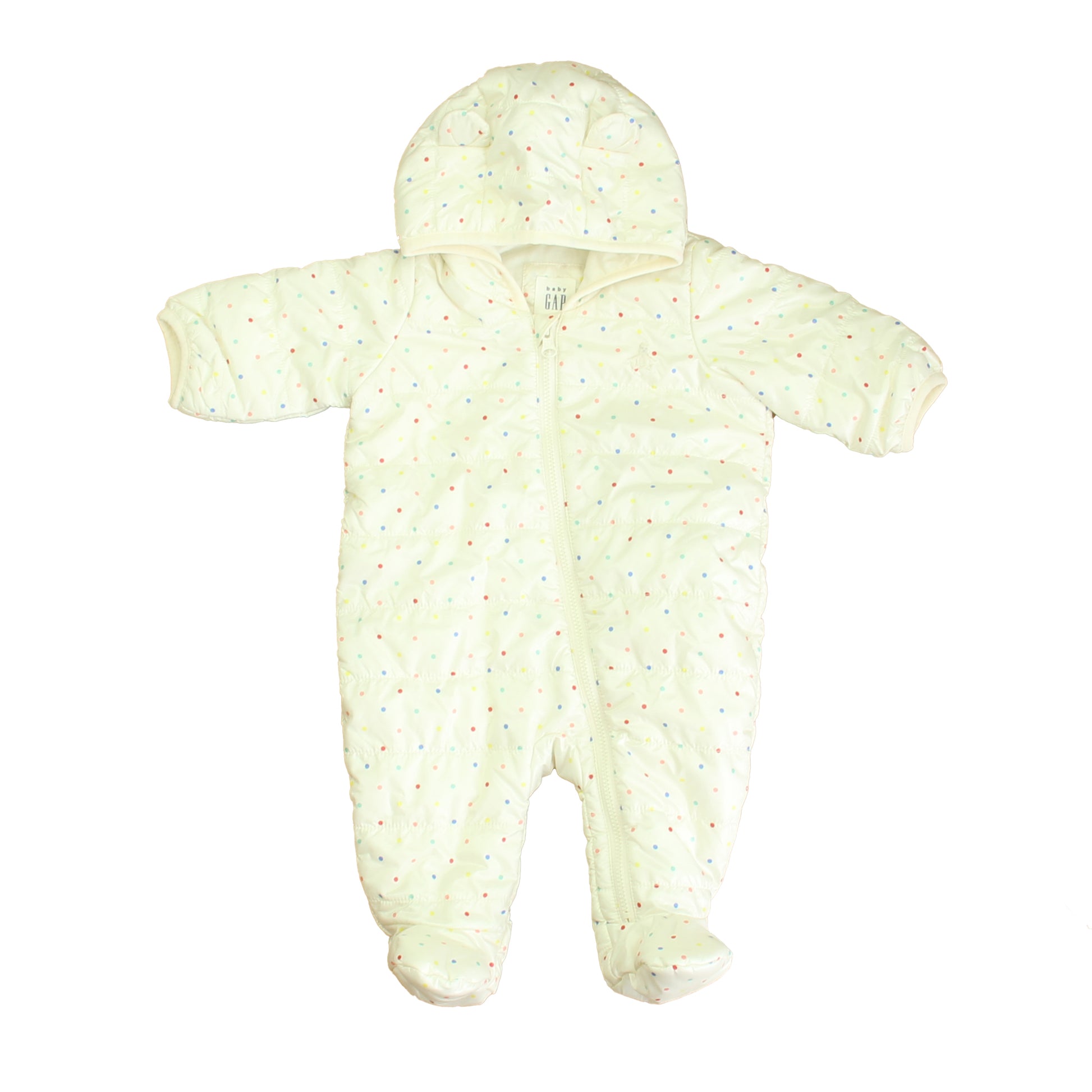 Gap Girls White Polka Dots Snowsuit Size: 0-3 Months White Polka Dots