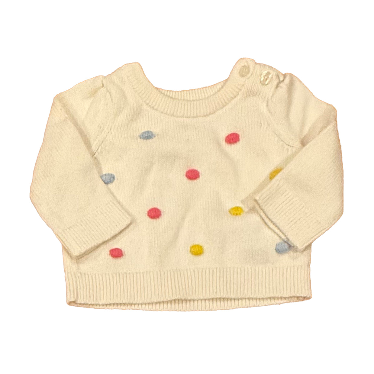 Gap Girls White Polka Dots Sweater Size: 0-3 Months White Polka Dots