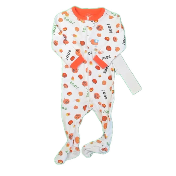The Children's Place Unisex White Pumpkins 1-piece footed Pajamas Size: 3-6 Months White Pumpkins