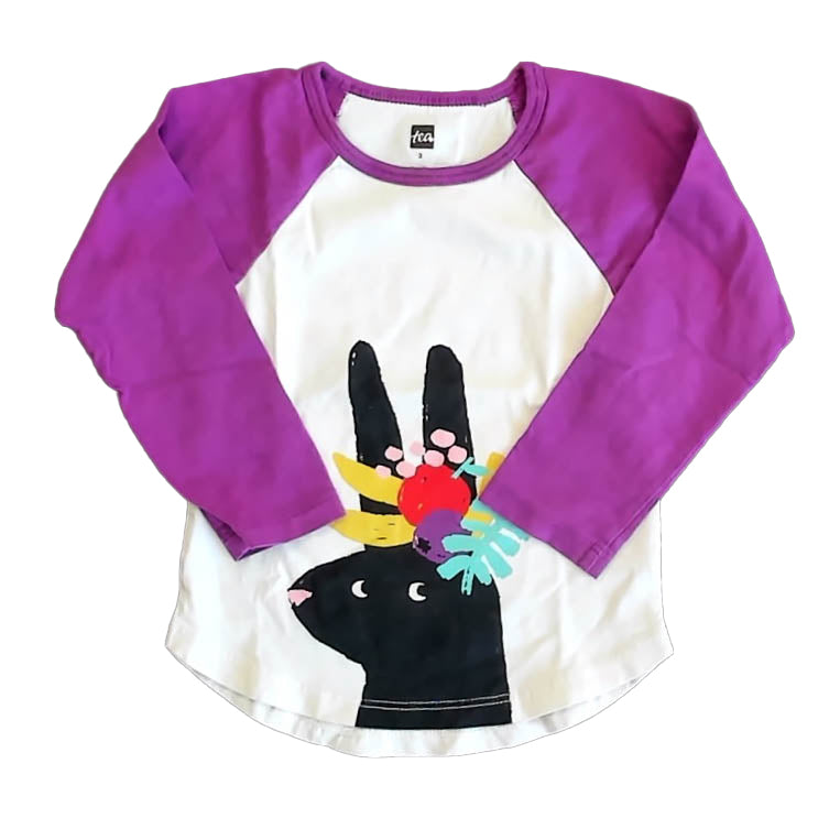Tea Collection Girls White | Purple Bunny Long Sleeve T-Shirt Size: 2T White | Purple Bunny