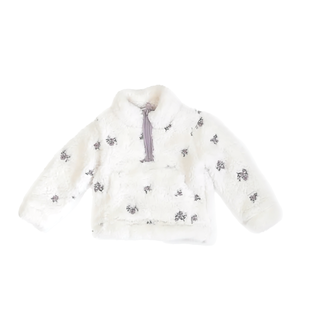 Nicole Miller Girls White | Purple Floral Fleece Size: 12 Months White | Purple Floral