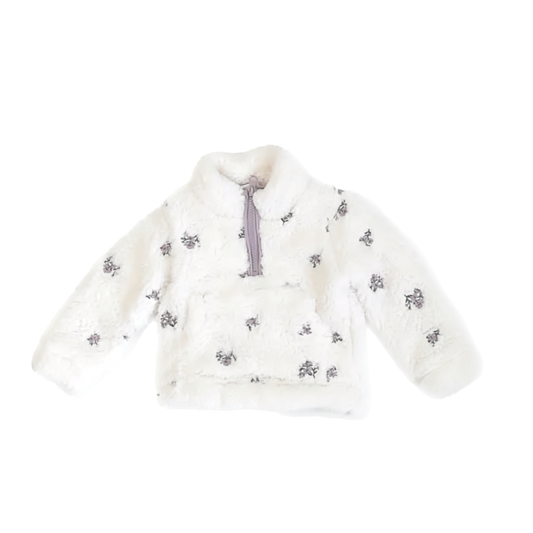 Nicole Miller Girls White | Purple Floral Fleece Size: 12 Months White | Purple Floral