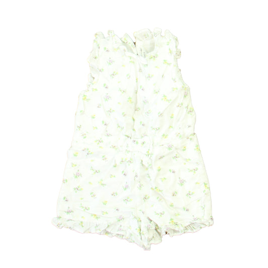 Janie and Jack Girls White | Purple Floral Romper Size: 3T