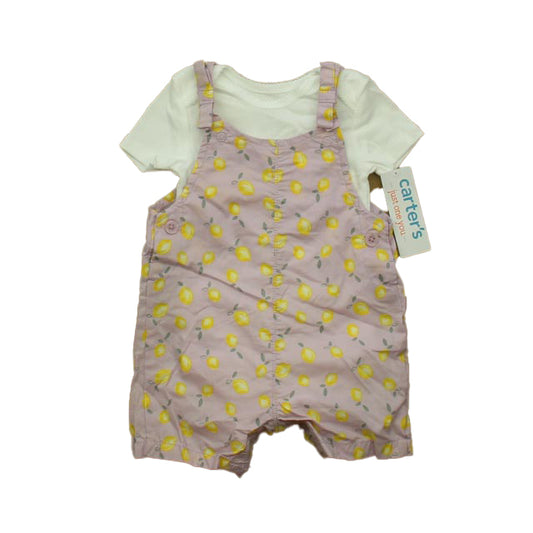 Carter's Girls White | Purple Lemons Romper Size: 6 Months