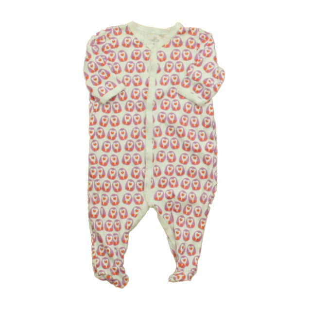 Roberta Roller Rabbit Girls White Purple Penguins 1-piece footed Pajamas Size: 0-3 Months