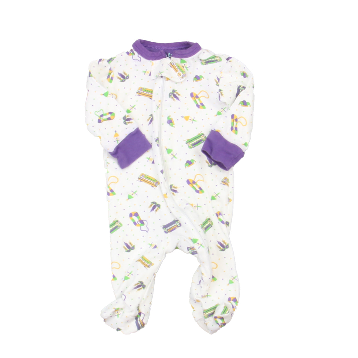 La Luna Boys White | Purple Pima Pajamas Size: Newborn White | Purple Pima
