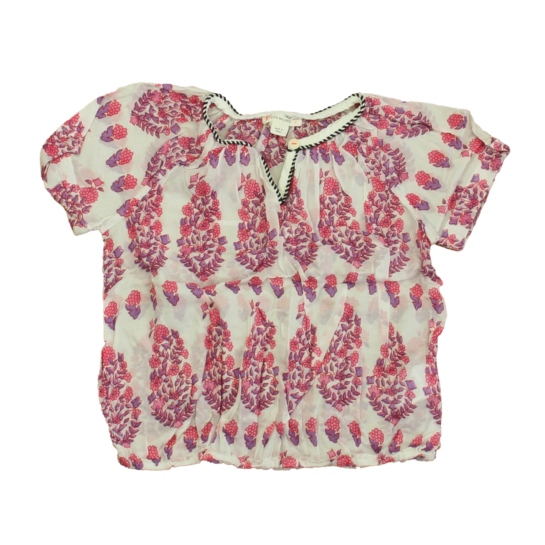 Crewcuts Girls White | Purple | Pink Floral Blouse Size: 2T White | Purple | Pink Floral