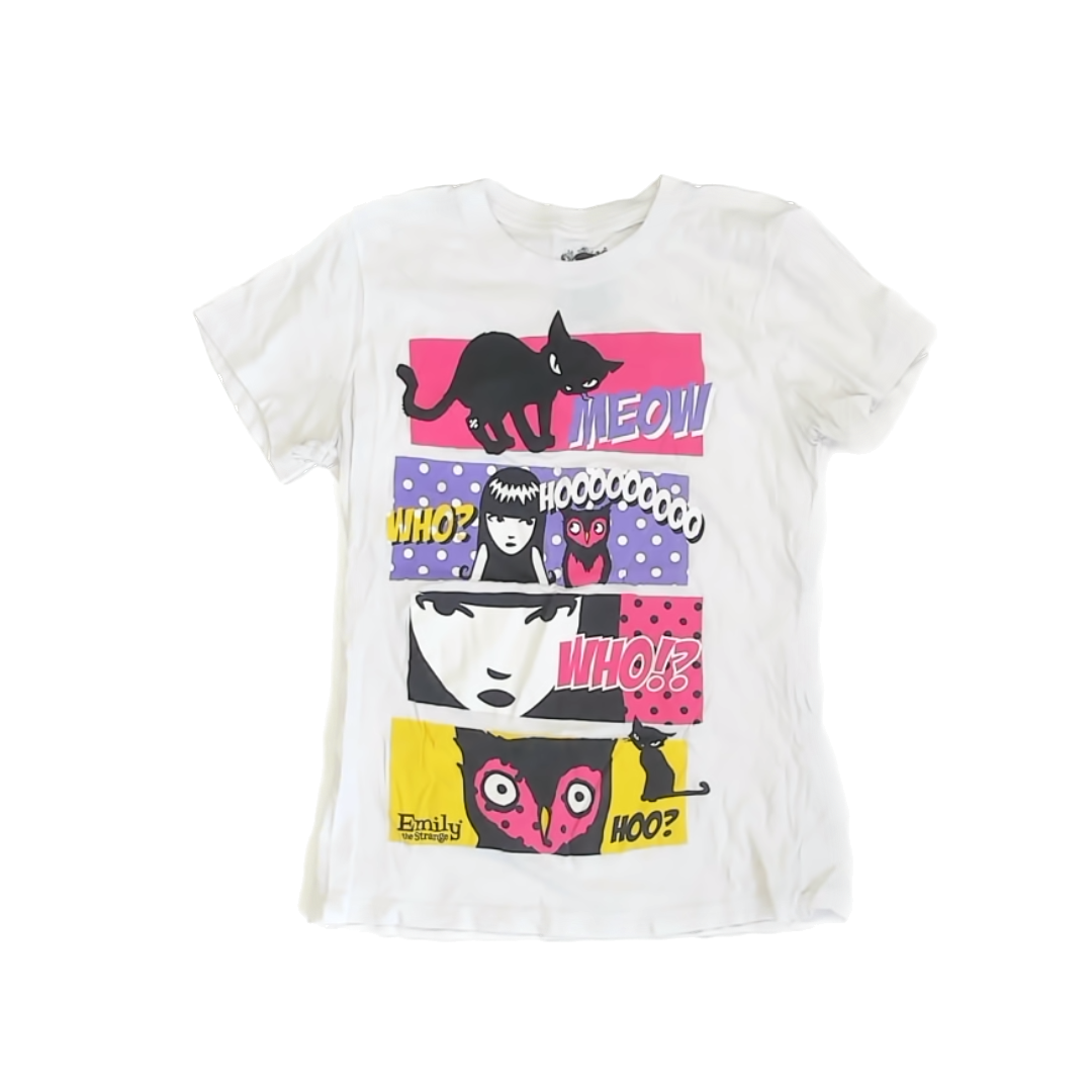 Emily the Strange Girls White | Purple | Pink T-Shirt Size: Adult M White | Purple | Pink