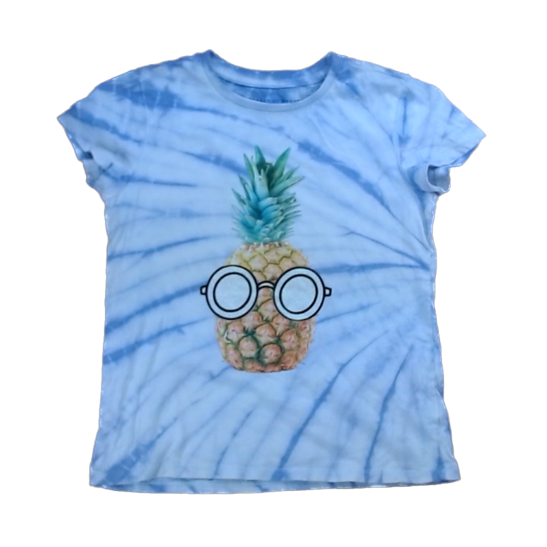 Rockets Of Awesome Girls White | Purple Tie-Dye | Pineapple Short Sleeve Shirt Size: 8 Years White | Purple Tie-Dye | Pineapple