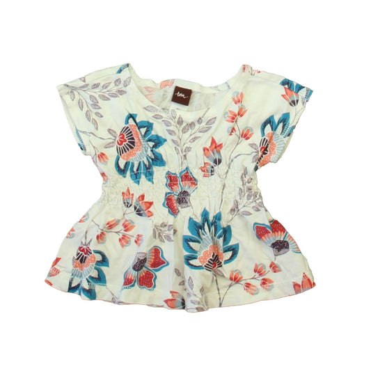 Tea Girls White | Purple | Turquoise Blouse Size: 6-12 Months White | Purple | Turquoise