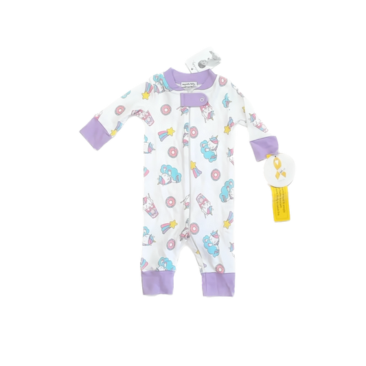 Magnolia Baby Girls White | Purple Unicorn 1-piece Non-footed Pajamas Size: 6 Months White | Purple Unicorn