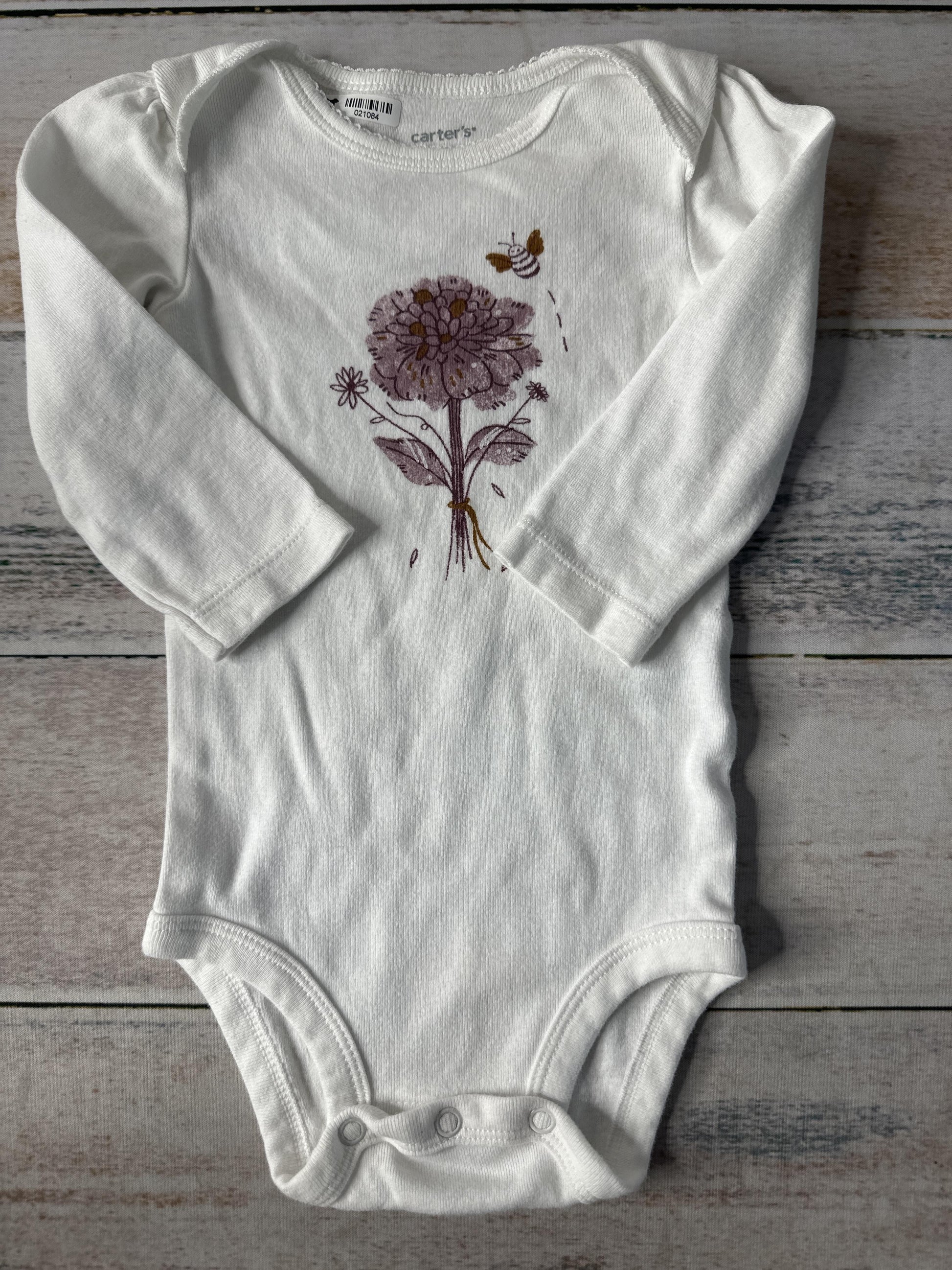 Carters Girls White | purple Onesie Size: 9 months White | purple