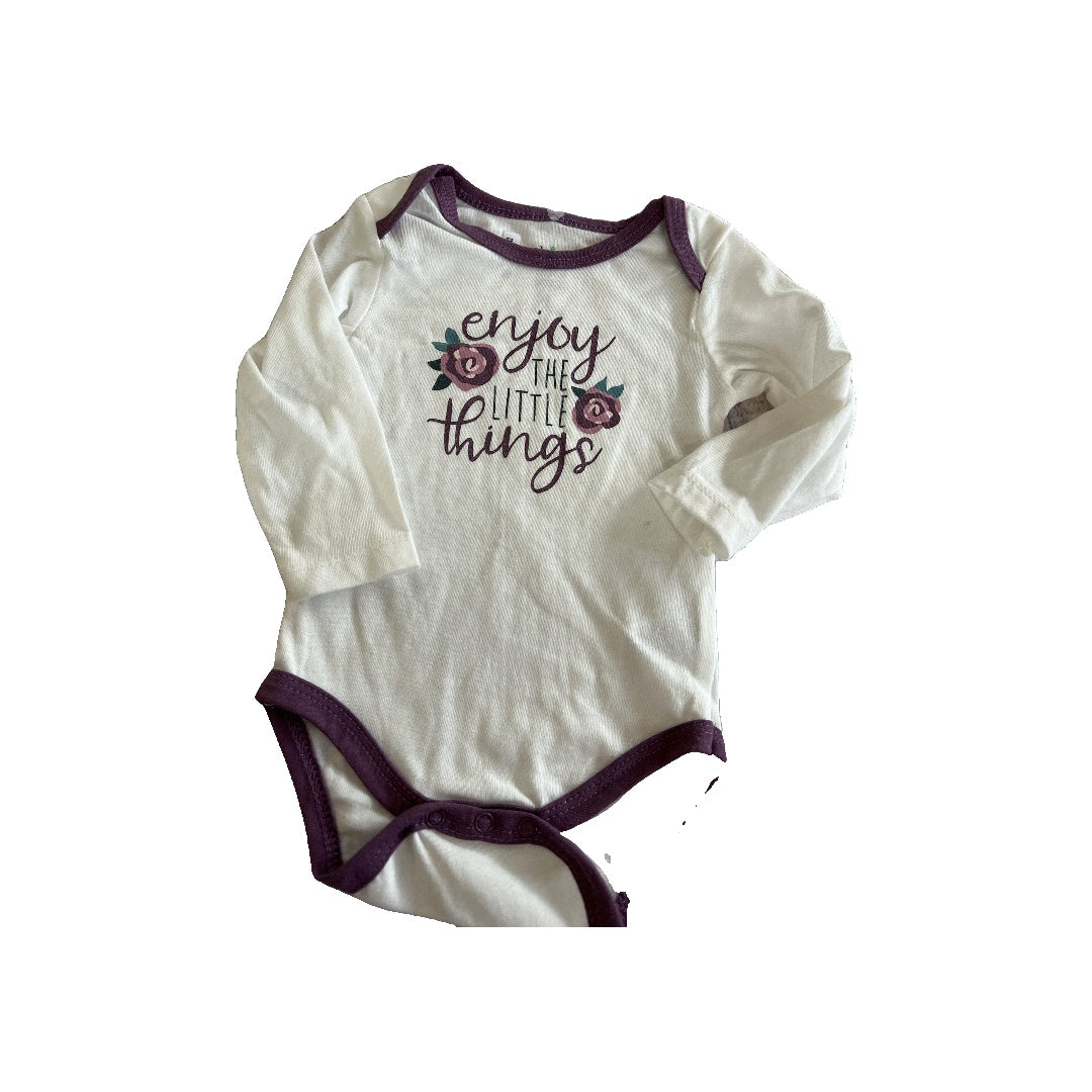 Chick Pea Girls White | purple Onesie Size: 3-6 months White | purple