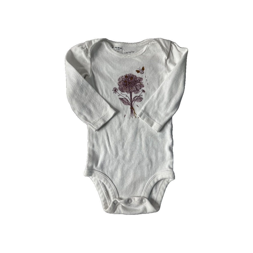 Carters Girls White | purple Onesie Size: 9 months White | purple