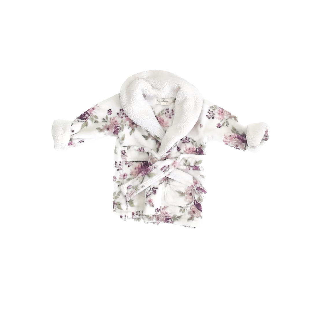 Jessica Simpson Girls White Purple Bathrobe Size: 0-9 Months White Purple