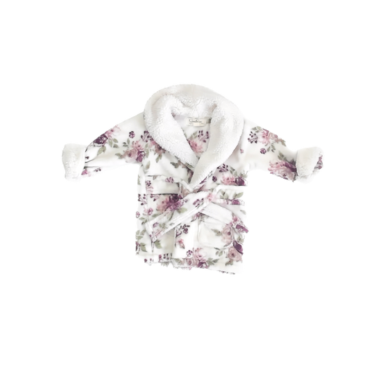 Jessica Simpson Girls White Purple Bathrobe Size: 0-9 Months White Purple