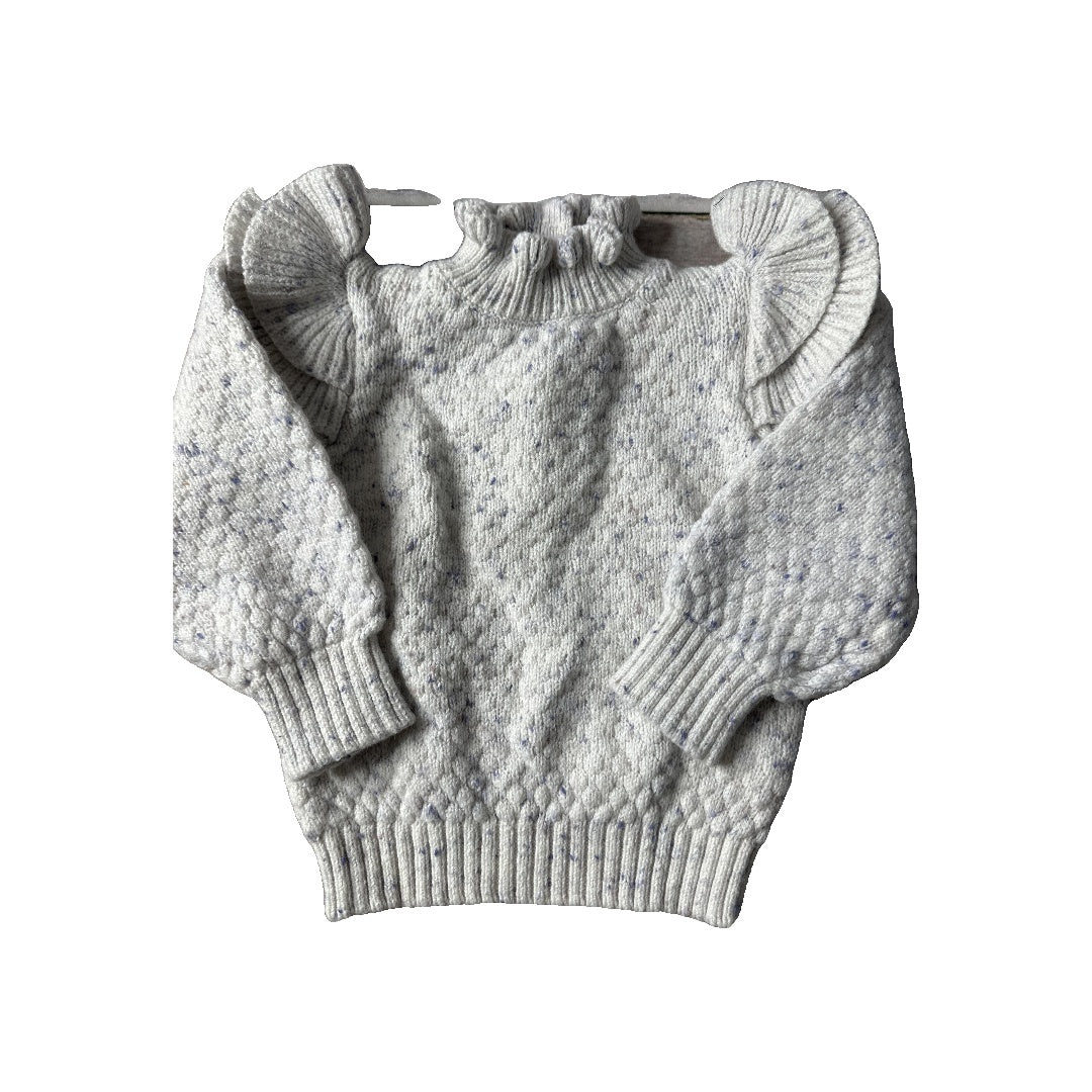 Janie and Jack Girls White | purple Sweater Size: 6-9 months White | purple