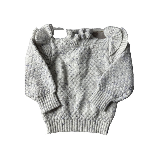 Janie and Jack Girls White | purple Sweater Size: 6-9 months White | purple