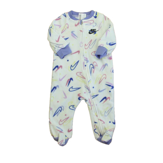 Nike Girls White | Purple 1-piece footed Pajamas Size: 6 Months