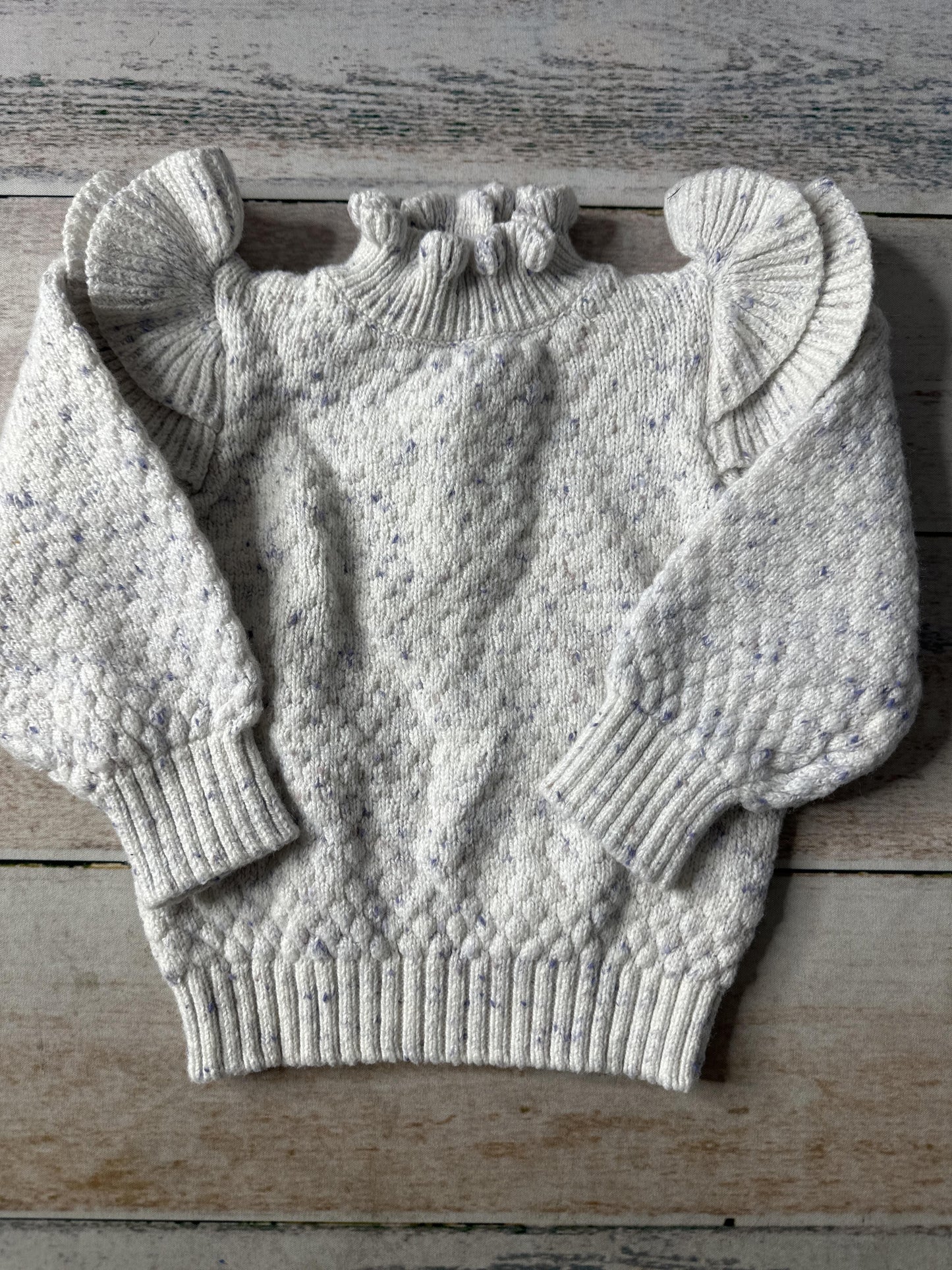 Janie and Jack Girls White | purple Sweater Size: 6-9 months White | purple