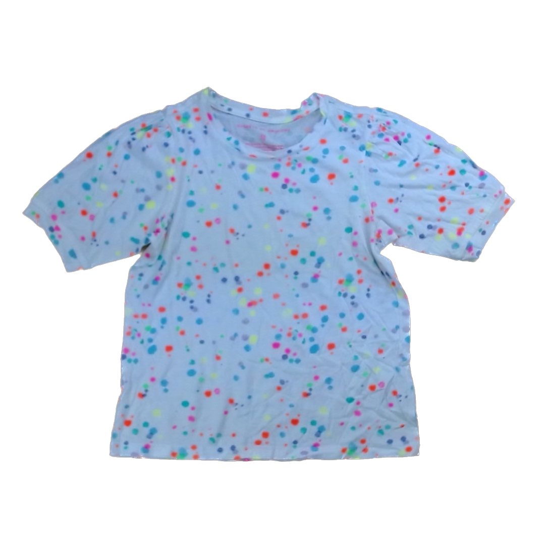 Rockets Of Awesome Girls White | Rainbow Droplets Short Sleeve Shirt Size: 10-12 Years White | Rainbow Droplets