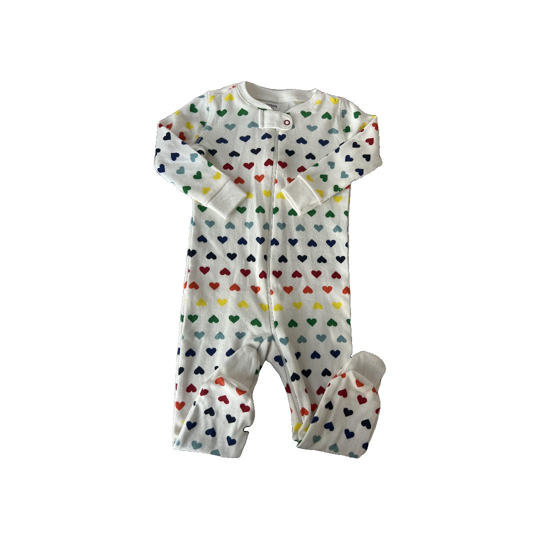 Primary Girls White | Rainbow | Hearts Pajamas Size: 6-9 months White | Rainbow | Hearts