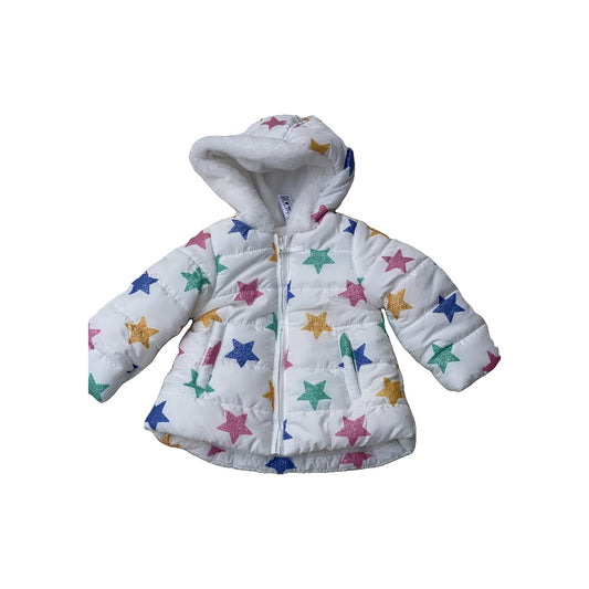Little Me Girls White | Rainbow | Stars Jacket Size: 12 months White | Rainbow | Stars