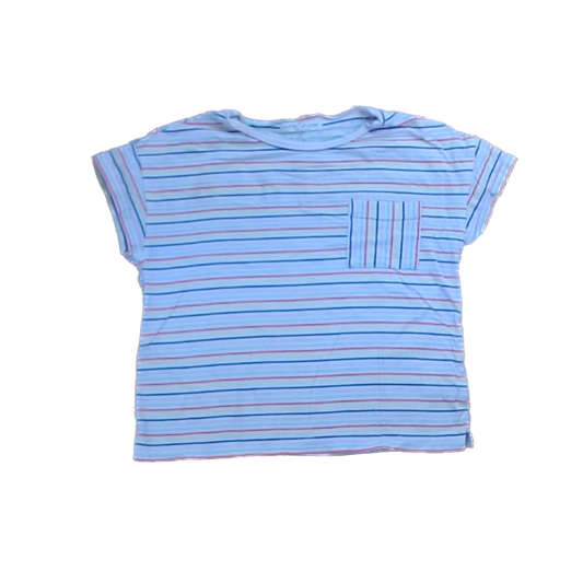 Rockets Of Awesome Girls White | Rainbow Stripes Short Sleeve Shirt Size: 4T-5T White | Rainbow Stripes