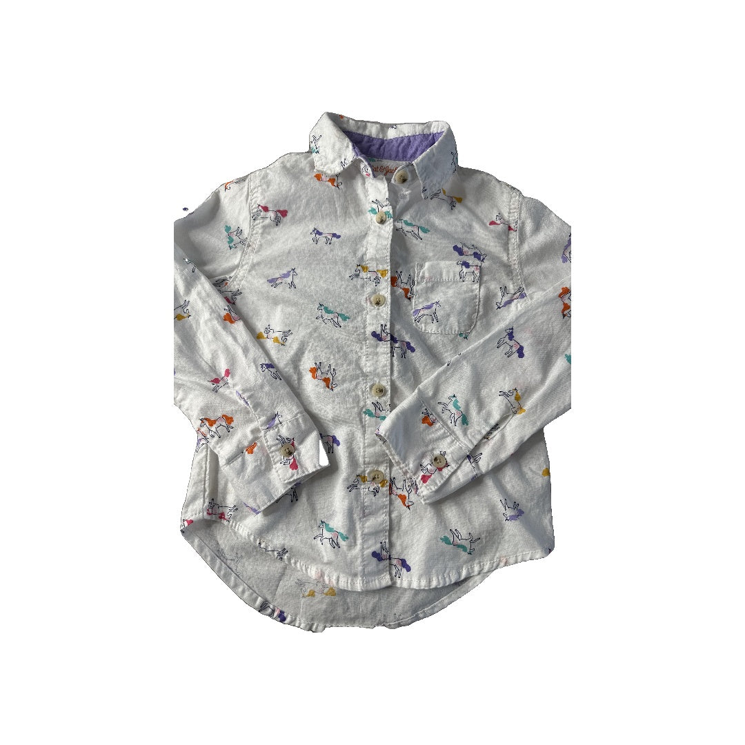 Cat & Jack Unisex White | Rainbow Button Down Short Sleeve Size: 4-5 Years White | Rainbow