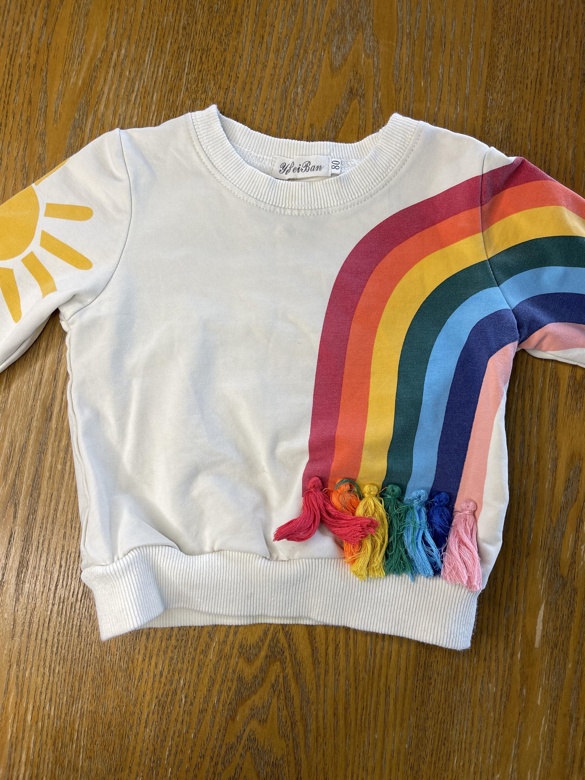 YiPeiBan Girls White | Rainbow Sweater Size: 6-9 months White | Rainbow