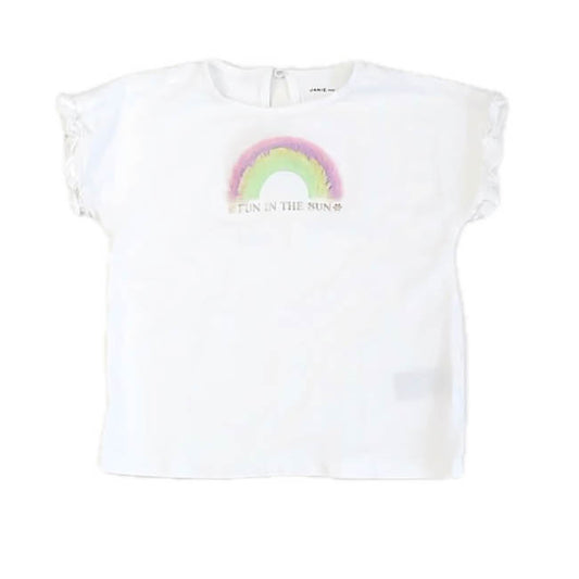 Janie and Jack Girls White Rainbow T-Shirt Size: 3T White Rainbow