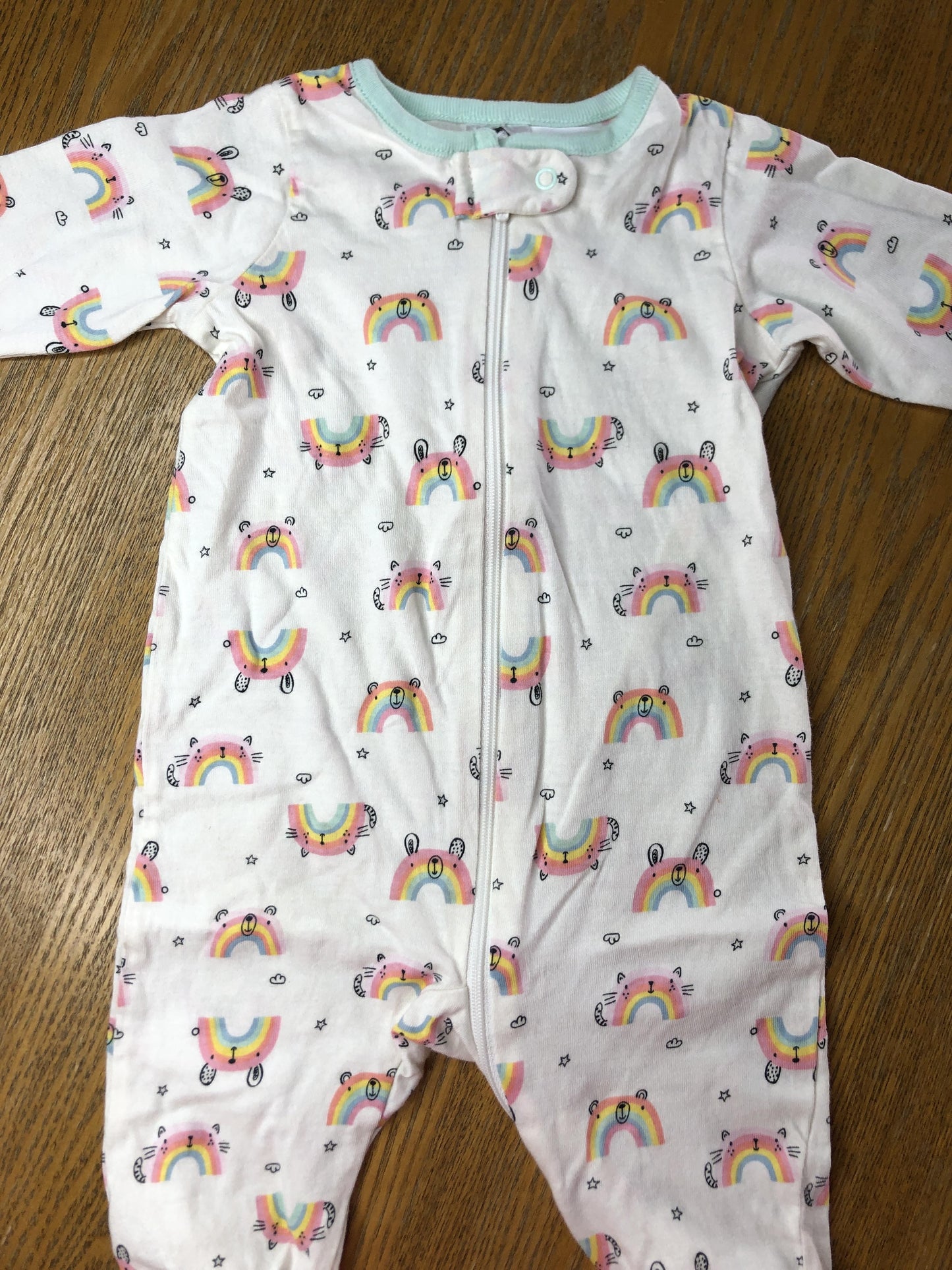 Gerber Childrenswear Girls White | Rainbow Pajamas Size: 0-3 months White | Rainbow