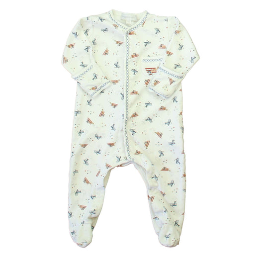 Magnolia Baby Girls White | Red | Blue Airplanes Long Sleeve Outfit Size: 3 Months White | Red | Blue Airplanes