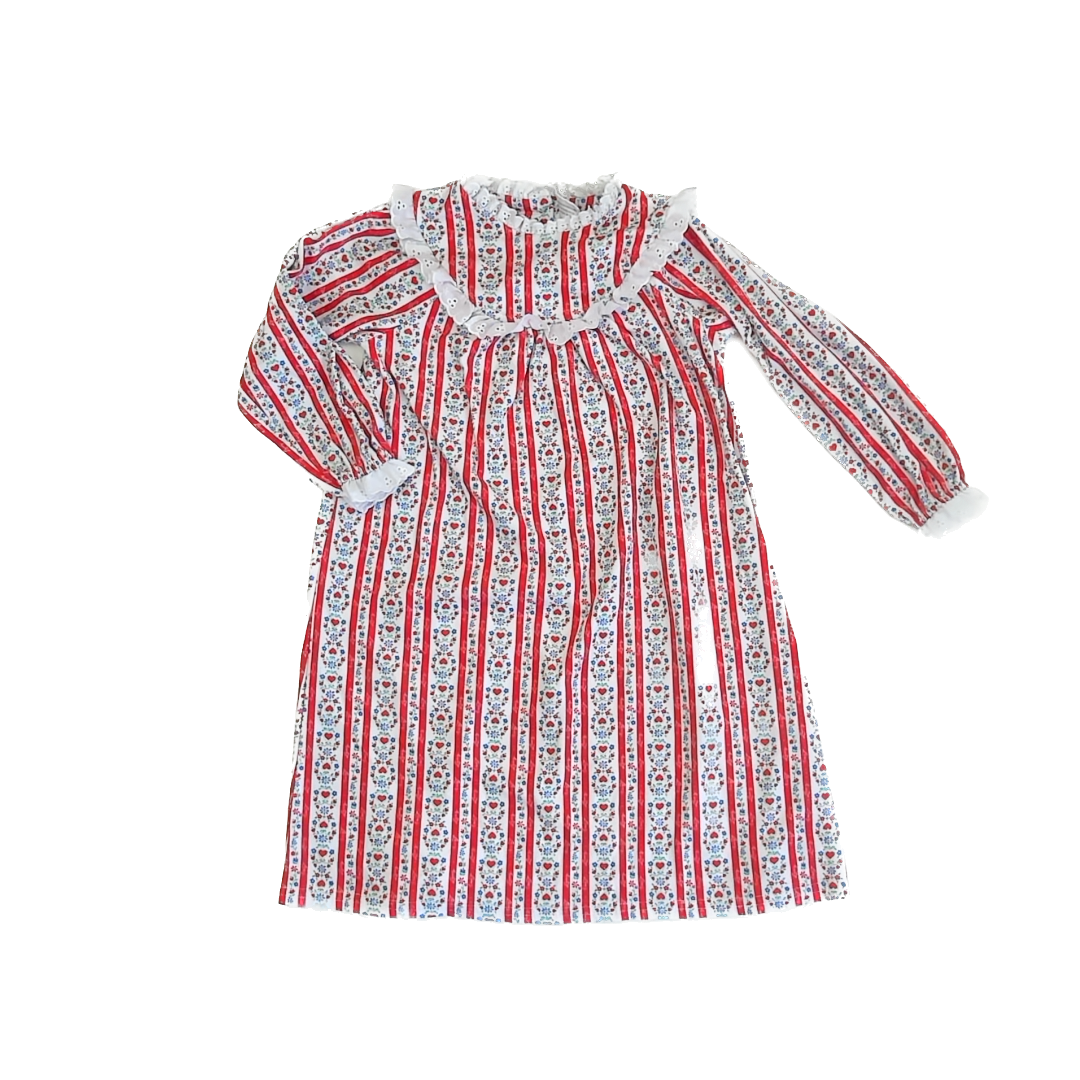 Lanz Girls White | Red | Blue Nightgown Size: 4T White | Red | Blue
