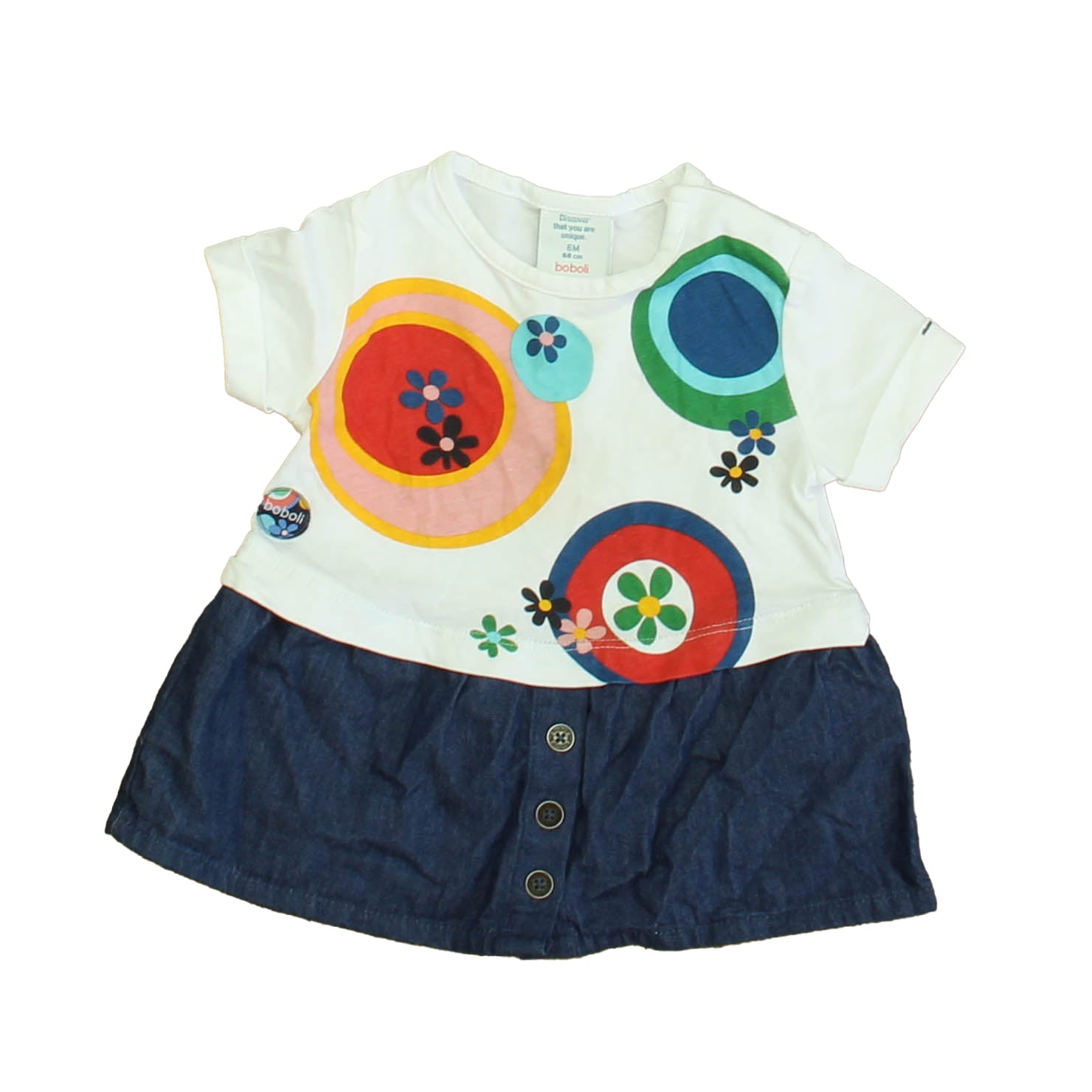 Boboli Girls White | Red | Blue Dress Size: 6 Months White | Red | Blue