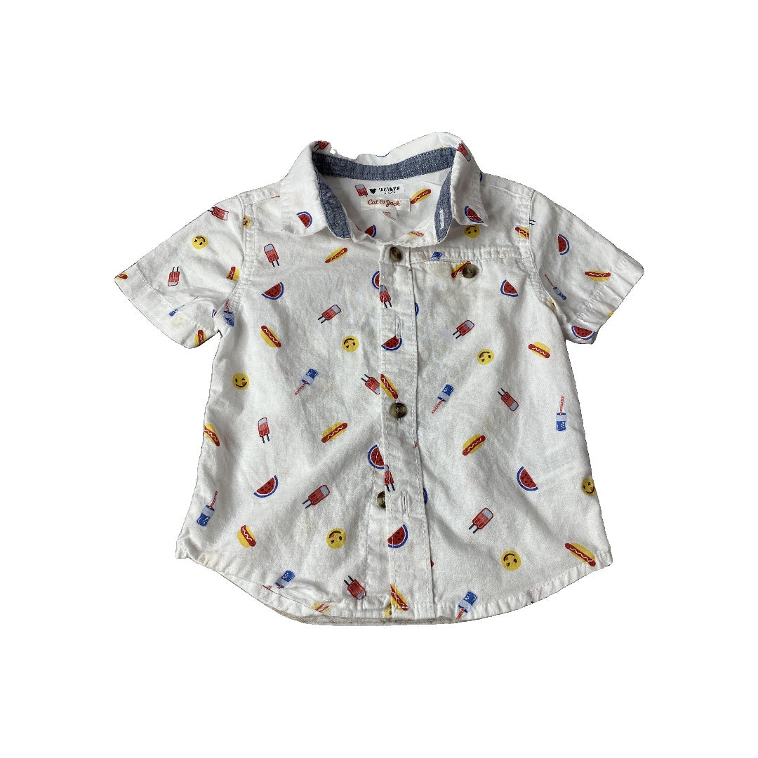 Cat & Jack Boys White | Red | Blue Button Down Short Sleeve Size: 18 months White | Red | Blue