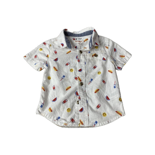Cat & Jack Boys White | Red | Blue Button Down Short Sleeve Size: 18 months White | Red | Blue