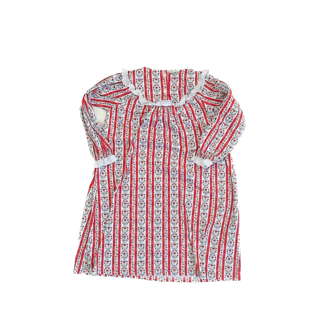 Lanz Girls White | Red | Blue Nightgown Size: 4T White | Red | Blue