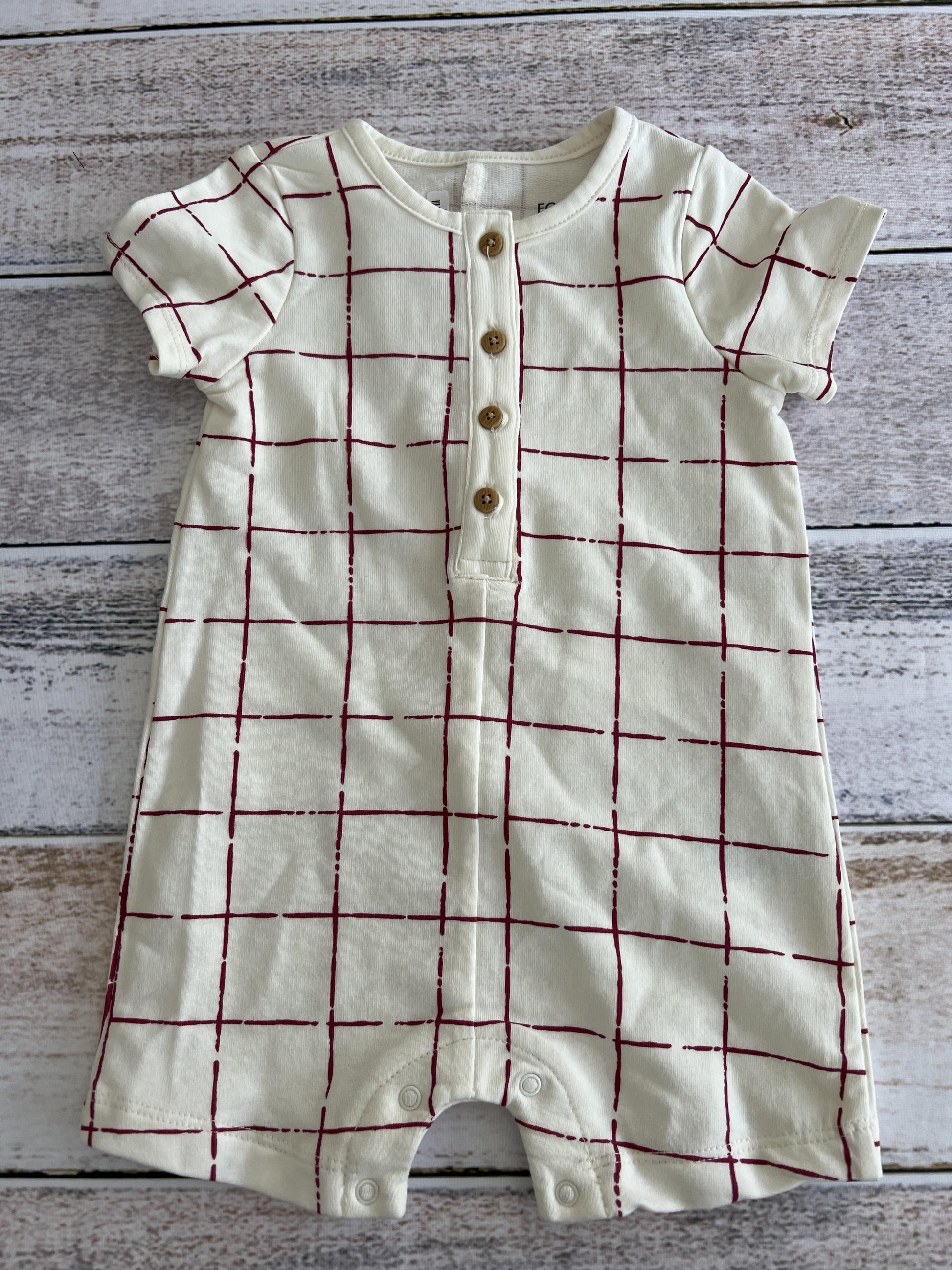 Focus Boys White | Red | Check Romper Size: 9 months White | Red | Check