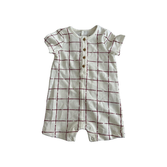 Focus Boys White | Red | Check Romper Size: 9 months White | Red | Check